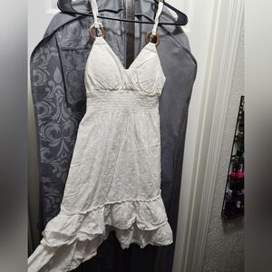 lei White Sleeveless Mini Dress with Wooden Ring Straps